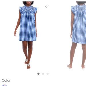 Crown & Ivy Blue and White Ruffled Dress